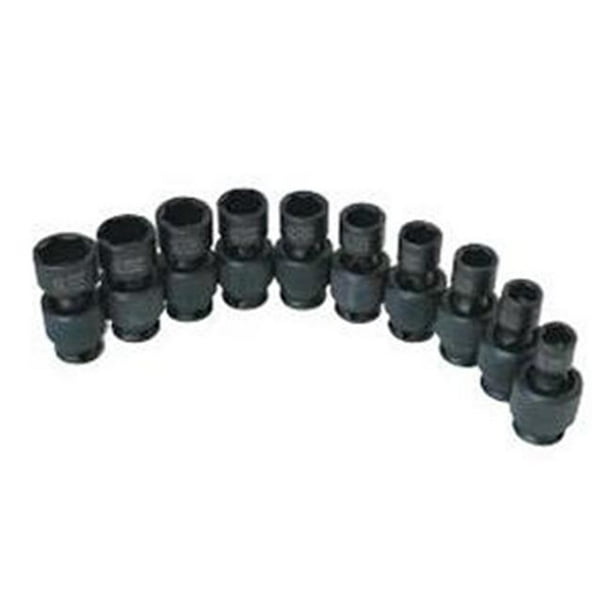 SUNEX TOOLS 3657 10 Piece .425 Inch Drive Swivel Impact Socket Set 10 19Mm