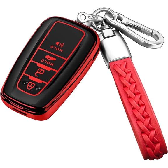Key Fob Cover Compatible with Toyota RAV4 Camry 4Runner Highlander Corolla Prius Avalon C-HR GT86 2019-2025 Keychain Case Holder Protector,Red