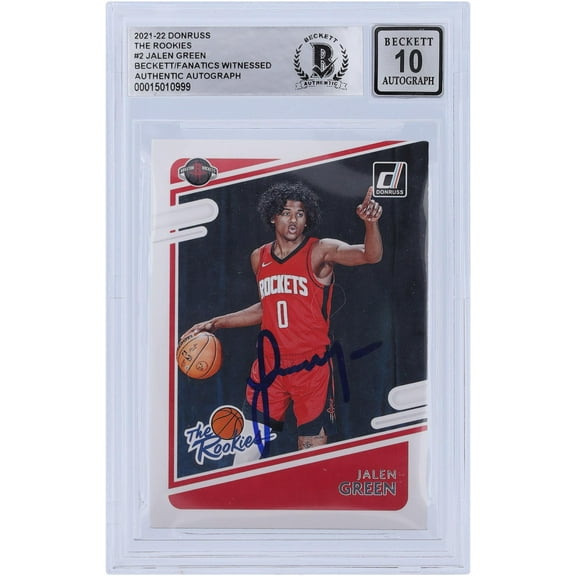 Jalen Green Houston Rockets Autographed 2021-22 Panini Donruss The Rookies #2 Beckett Fanatics Witnessed Authenticated 10 Rookie Card - Fanatics Authentic Certified