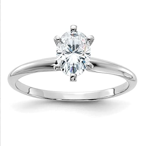 14k White Gold 7x5mm Oval 1 CT D E F Pure Light Moissanite Solitaire Engagement Ring 14k White Gold 7x5mm Oval 1 CT D E F Pure Light Moissanite Solitaire Engagement Ring