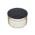 thumbnail image 6 of Miekor Furniture CT901 Modern Contemporary Metal Nested base and Tinted tempered glass top material 30" Coffee Table, Round Table for Living room, Gold 01291, 6 of 7