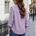 thumbnail image 4 of Button Down Shirts for Women Smocked Cuffed Solid Colors Shirt Work Office Casual Collar Long Sleeve Tops, 4 of 6