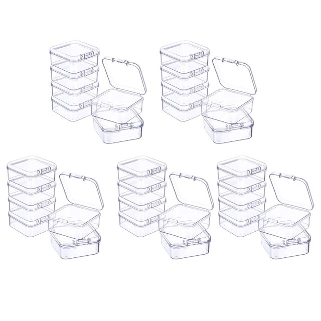 POINTERTECK 30 Pieces Mini Plastic Clear Storage Box for Collecting Small Items Beads Jewelry Business Cards