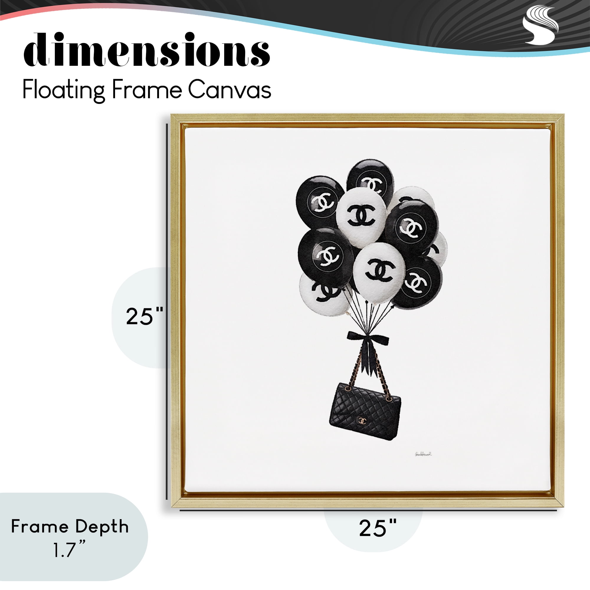 Stupell Industries Chic Balloons & Purse Gold Framed Floater Canvas Wall Art, design by Amanda Greenwood
