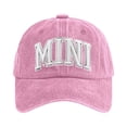 thumbnail image 2 of MINI Embroidered Vintage Washed Baseball Cap, Adjustable Cotton Dad Hat for Men Women, Retro Two Tone Casual Headwear for Car Enthusiasts﻿ Pink One Size, 2 of 3