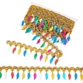 thumbnail image 1 of Polyester Colorful Tassel Lace Trim with Paillettes Gold Leaf 2-1/8 inch(55mm), 1 of 5