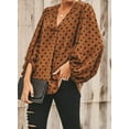 thumbnail image 3 of Blouses en Chiffon Col en V pour Femmes Manches Ballon Décontractées, 3 of 6
