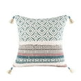 thumbnail image 4 of Phantoscope Printed Boho Woven Tufted with Tassel Series Decorative Throw Pillow, 18" x 18", Blue, 1 Pack, 4 of 4