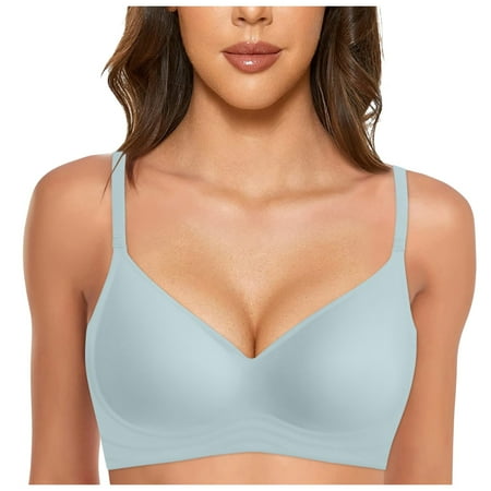 Siilsaa Women s Light Wireless T-Shirt Bra with ComfortFlex Fit and Comfort Foam Blue XL