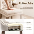 thumbnail image 5 of Paproos Dining Chairs Set of 2, Velvet Upholstered Dining Room Chairs with Button Tufted Back, Back Ring and Nailhead Trim, Modern Kitchen Chairs, Dinner Chairs with Solid Wood Legs, Beige, 5 of 13