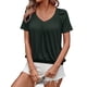 thumbnail image 2 of Camisetas Casuales de Verano para Mujer, Camisetas de Corta con Cuello en V, Verde Oliva, Talla M, 2 of 7