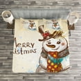 thumbnail image 3 of Ambesonne Snowman Quilted Bedspread Set 3 Pcs, Xmas Sketch, King Size, Cream Brown Blue, 3 of 3