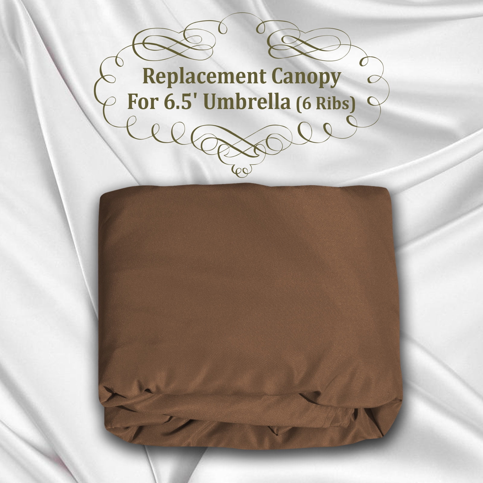 Sunrise Replacement Umbrella Canopy Cover for 6.5' 6 Ribs Outdoor Patio Market Umbrella, Canopy Only, (Brown)