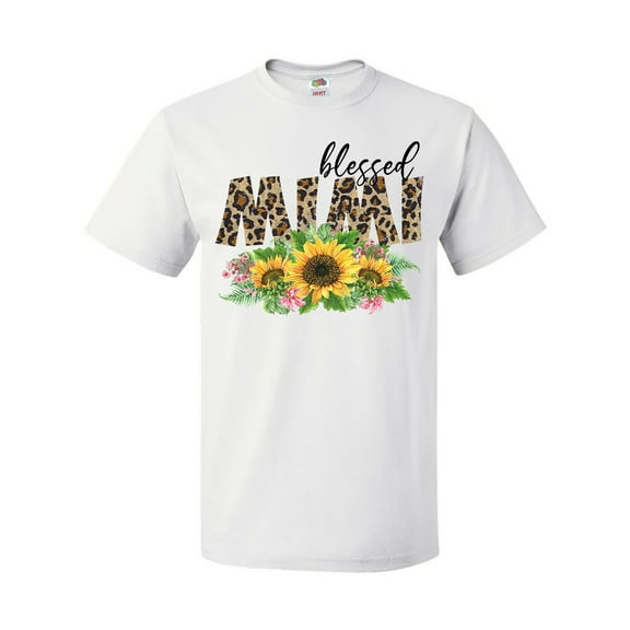 Inktastic Blessed Mimi Leopard Print and Sunflowers T-Shirt