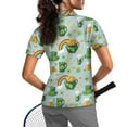 thumbnail image 2 of COEQINE St. Patrick's Day Women 1/4 Zip Golf Shirts V Neck Short Sleeve Tennis Activewear Lightweight Soft Golf Polo Tops Shamrock Gold Coin Rainbow and Glass Print Pullover Athletic Tops, XL, 2 of 7