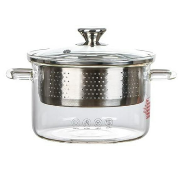 Clear Glass Cooking Pot, Kitchen  Simmer Pot Stew Pot Soup Pot Stockpot with anti-stick net for Cooking