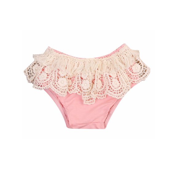 stylesilove Baby Girls Crochet Fringed Cotton Bloomers (70/3-6 Months, Pink)