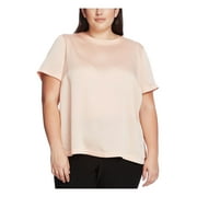 VINCE CAMUTO Womens Orange Silk Short Sleeve Jewel Neck Top Plus Size: 2X