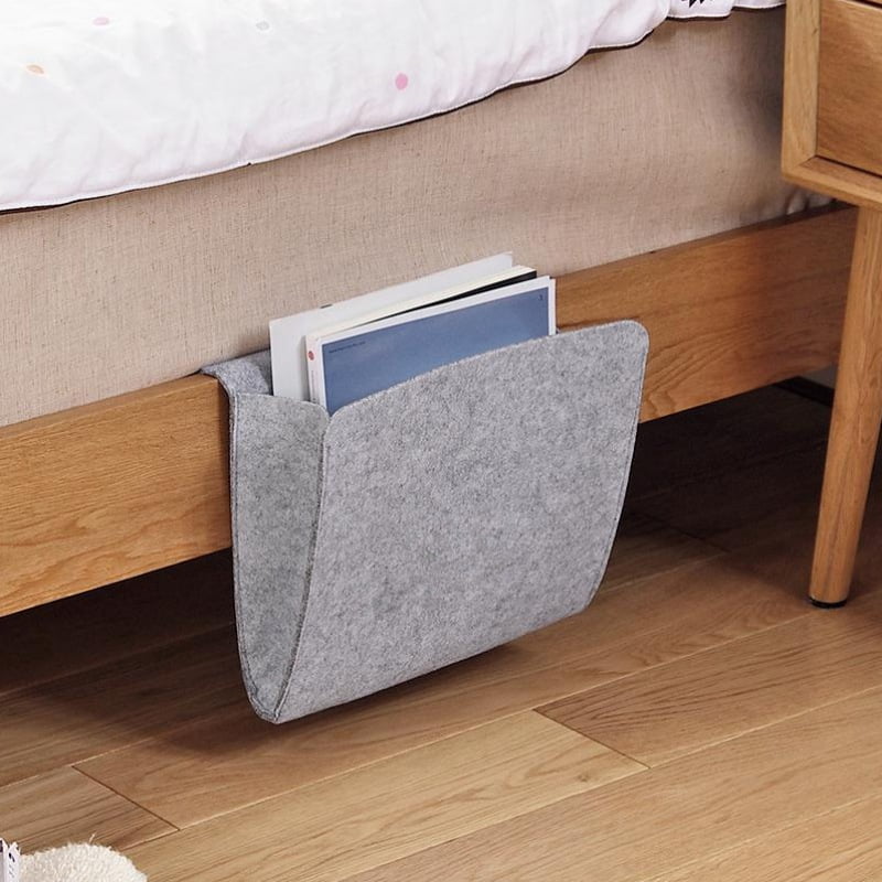 Quaanti Bedside Caddy Organizer for Accessories,Bed Organizer,Bed Storage Pocket Bedside Organizer Hanging Table Cabinet Storage Organizer Under Mattress Caddy for Remotes Phone Glasses Beige 