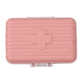 thumbnail image 3 of Mini caja de medicamentos con 6 compartimentos, diseño de equipaje, cierre hermético, contenedor de medicamentos de plástico para viajes de bolsillo, color rosa, 3 of 15