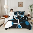 thumbnail image 4 of Homewish Geometric Stripes Lines Bedding Comforter Set 2pcs for Kids Children Teens,Abstract Circle Twin Comforter Sets Microfiber,Minimalist Mid Century Breathable Bedding Set,Super Cozy Room Decor, 4 of 8