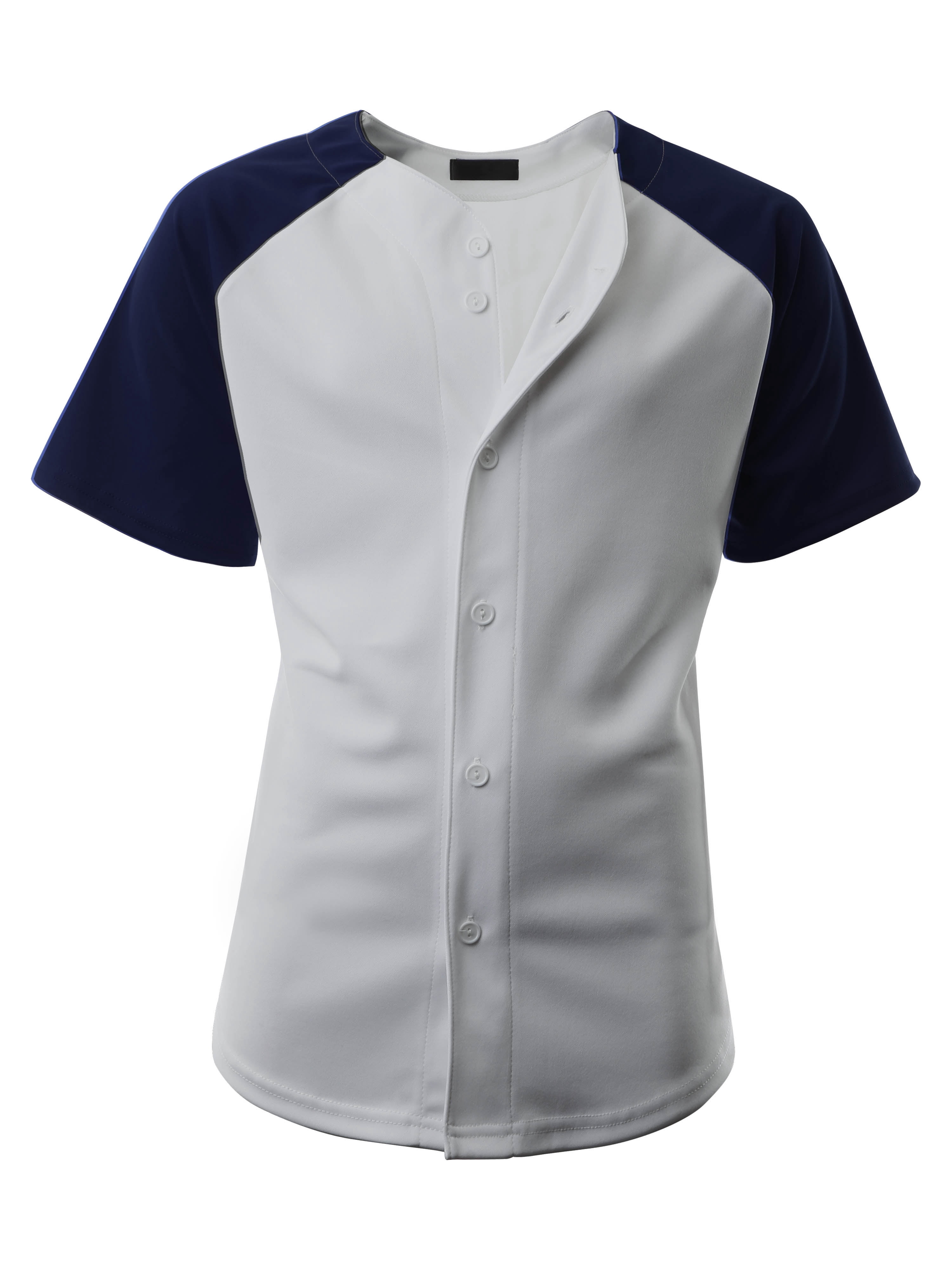 Ma Croix Men's Hip Hop Baseball Tee Button Down Street Inspired Sport Fit Two Tone Raglan Jersey