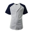 thumbnail image 2 of Ma Croix Men's Premium Baseball Tee Button Down Two Tone Raglan Short Sleeve Jersey, 2 of 7