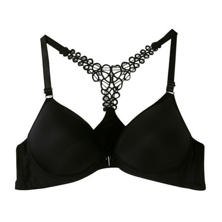 

Rumida Lace Top Wireless Bra Push Up Seamless Bra Front Closure Lingerie for Women Women Underwear Bra Lace Top Wireless Push Up Seamless Front Closure Lingerie Black 70b