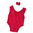 thumbnail image 3 of SPRING PARK Infant Newborn Baby Bowknot Print Jumpsuit Gauze Romper Set Photo Prop, 3 of 7