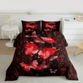 thumbnail image 3 of Manfei Romantic Red Butterfly Bedding Comforter Set for Adult, Mandala Paisley Print Twin Comforter Sets, Valentines Day Reversible Bedding Set, Breathable Home Decor, 2pcs, 3 of 9