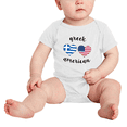 thumbnail image 2 of Greek American Flag Two Hearts Cute Baby Bodysuits (White, 6-12 Months), 2 of 5