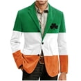 thumbnail image 2 of BLTIBY Men's St. Patrick's Day Corduroy Blazer Shamrock Jackets Button Loose Work Lapel Coat with Pockets Green 10 M, 2 of 4