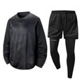 thumbnail image 6 of Men's 2 Piece Athletic Outfit Set, Camo Quick Dry Long Sleeve T-Shirt and 2 in 1 Running Pants, Workout Gym Training Sportswear Tracksuit, 6 of 9