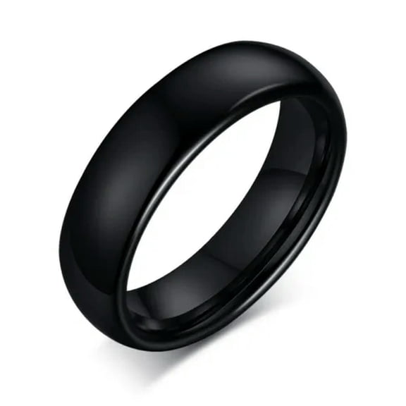 EOEMY 6mm Black High Polished Band Tungsten Carbide Mens Wedding Simple Ring Size 7-12