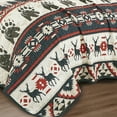 thumbnail image 3 of ESCA Farmhouse Lodge Animal Print Navy Blue Bedspread with 2 Pillow Shams - King Size, 3-Piece Red and Navy Blue Deer and Bear Rustic Quilt Set, 3 of 4