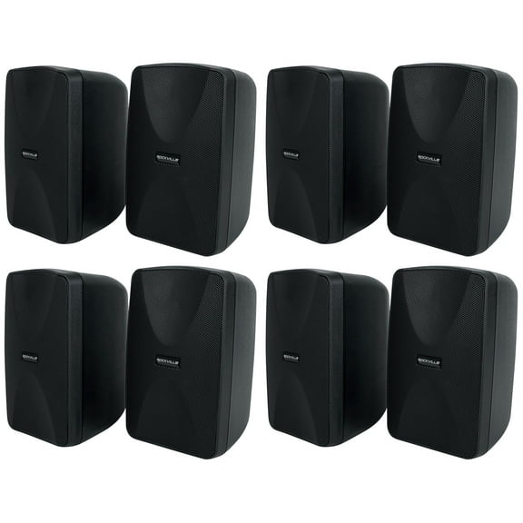 8) Rockville WET-40B 4" 70V Commercial Indoor/Outdoor Wall Speakers Black Swivel