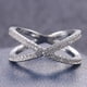 thumbnail image 2 of Anillo en X chapado en oro con circonita cúbica brillante, anillo apilable para el pulgar, alianzas de boda con diamantes de imitación, anillos cruzados para (2 piezas), 2 of 5