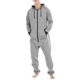 thumbnail image 2 of xiaxaixu Men Fall Sleeping Jumpsuit, Hooded Long Sleeves Zip-Up Romper, 2 of 5