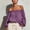 Purple, variant on Endives Women's Blouse Off Shoulder Long Sleeve Chiffon Blouse Casual Loose Puff Sleeves Shirts Solid Color Summer Beach Vacation Outfits Shirts for Women Wine M