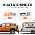thumbnail image 3 of KOJEM 3 Position Pintle Hitch Mount Plate Adjustable Steel for 2" Hitch Reciever 20,000 lbs 9" Length Pintle Hook Hitch Mounting Plate Towing Accessories for Truck Universal Powder Coated, 3 of 9
