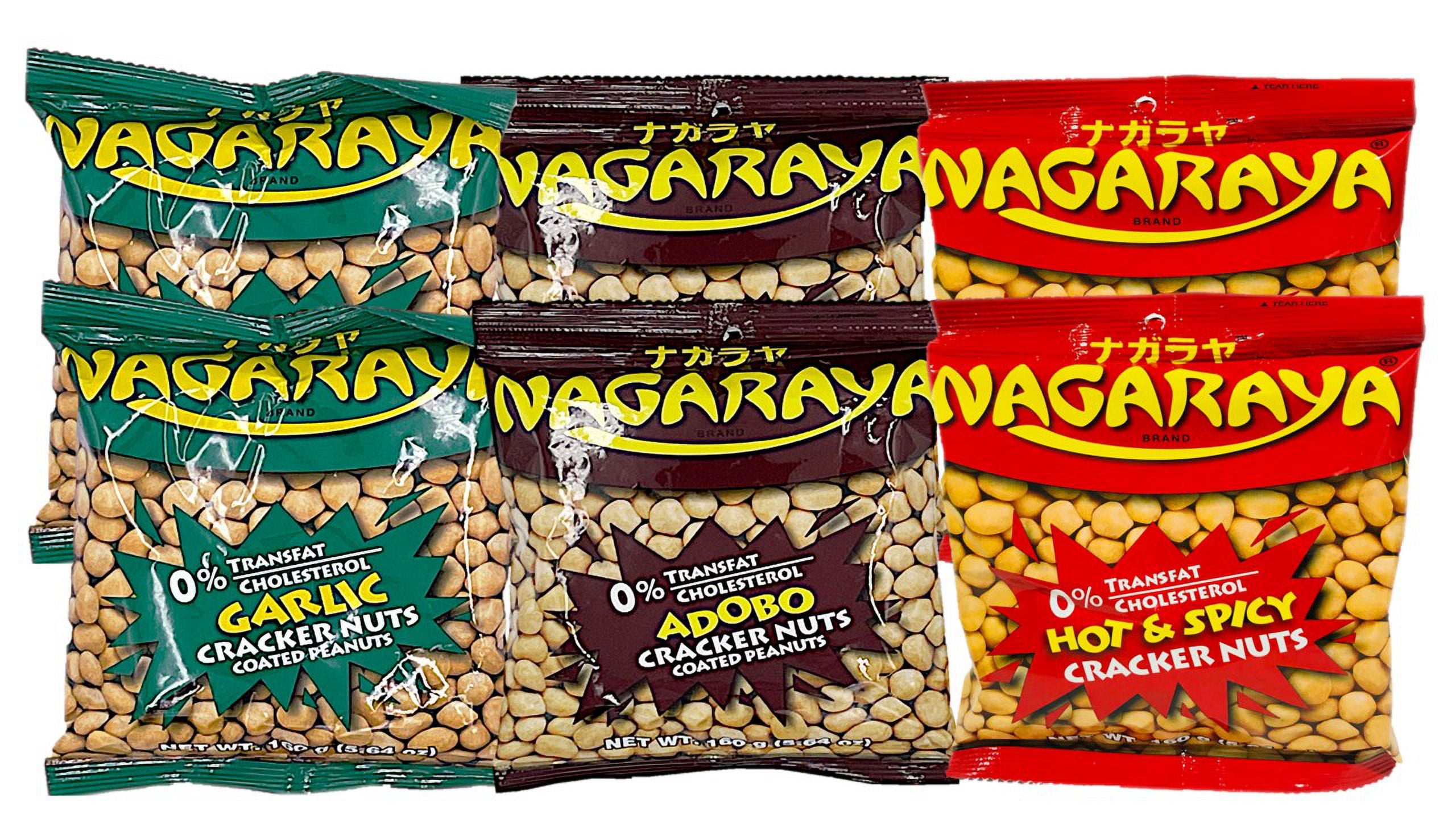 Nagaraya Cracker Nuts Variety Pack - Adobo, Garlic and Hot and Spicy - 2 each flavor total of 6 Packs