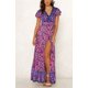 thumbnail image 3 of Vestido largo de fiesta en la playa con abertura y manga corta con cuello en V y estampado floral bohemio para mujer Zhivalor WMZY-781-8, 3 of 8