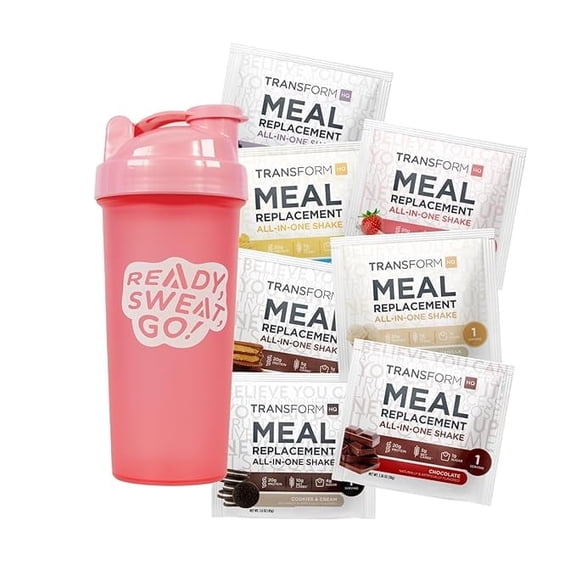 TransformHQ Meal Replacement Shake Variety Box W/ Shaker - 7 Single-Serving Shake Packs