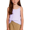 thumbnail image 2 of Gaexia Girls Summer Casual Lightweight Sleeveless Tank Top With Striped Design For Cool Playful Style (Purple,9-10 Years), 2 of 7