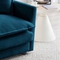 thumbnail image 6 of Blue Chenille Reading Chair | Stretch Legs on Ottoman in Home, 6 of 6