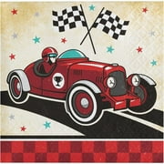 Creative Converting 345902 5 x 5 in. Vintage Race Car Beverage 1 by 4 Fold 2-Ply Tissue Napkins - 192 Count