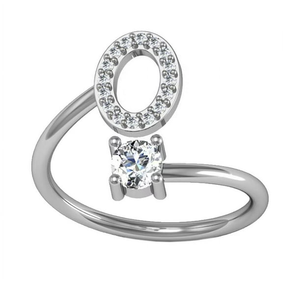 HIJONES Women's Stainless Steel Single Cubic Zirconia Stackable Initial Letter Ring Dainty Thin Alphabet Rings Jewelry Gifts Adjustable O