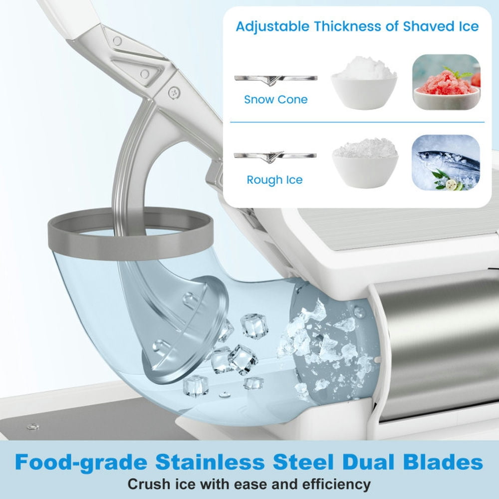 Barara King 300W Commercial Ice Crusher with Dual Blades and Safety Switch-White
