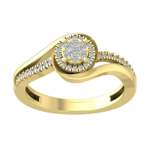 Araiya 14K Yellow Gold Cluster Diamond Bypass Ring (1/4 cttw, I-J Color, I2-I3 Clarity), Size 7