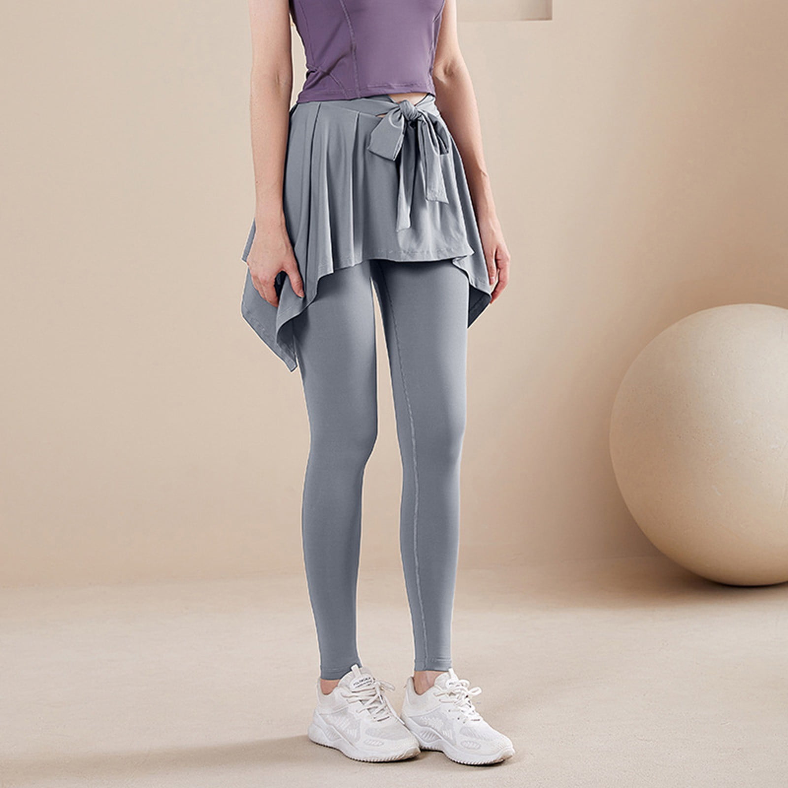 Aayomet High Waist Fitness Sports Wear Gym Clothing Comfortable Pants Skirt Yoga Leggings Yoga Pants Flare Leggings Gray S